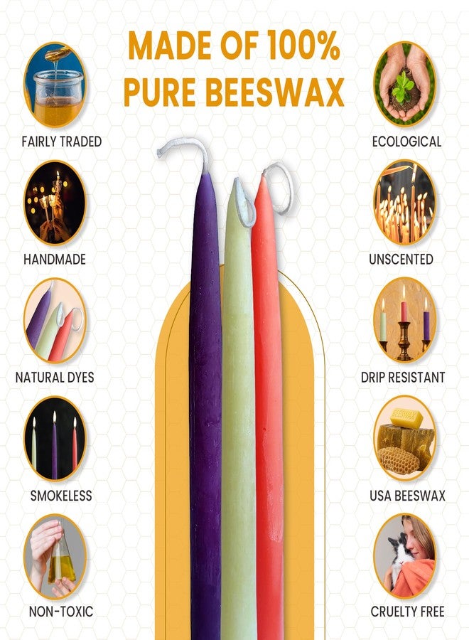 Bee The Light 100% Pure Beeswax Taper Candles - All-Natural Handmade Decorative & Dipped Smokeless Unscented Candles for Christmas, Advent, and Hanukkah, Advent Set, 8.5 Inches, 5 Candle Set, by BeeTheLight - Image 3